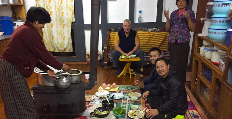 Homestay dining in Bhutan