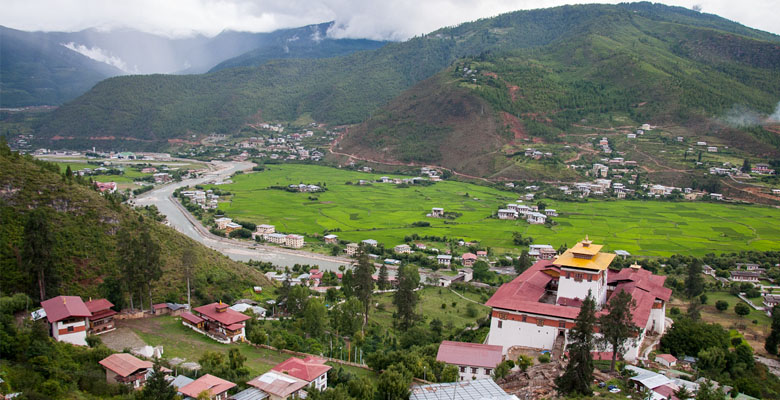 Bird's eye view of the natural beauty in Paro Valley