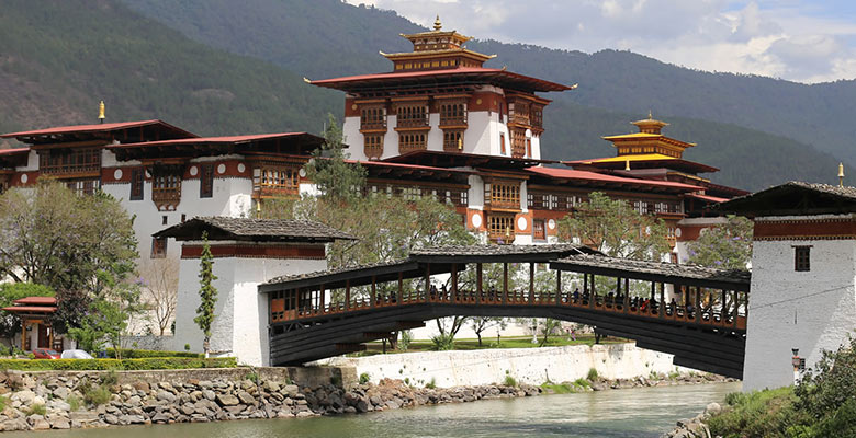 Punakha Dzong from the East Bank of the Mo Chhu