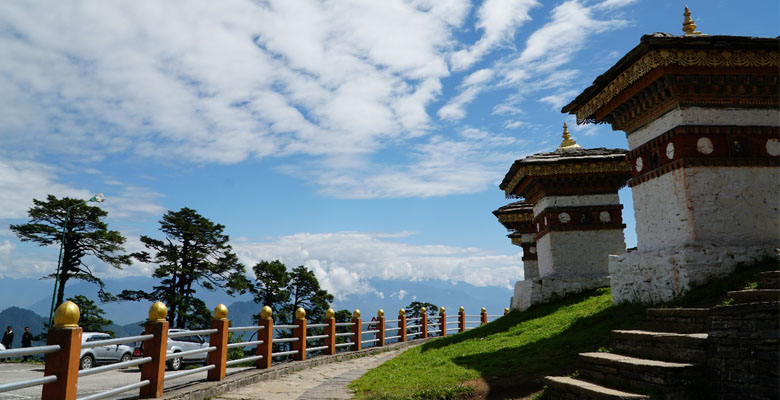 Road Passing by the 108 Chortens at Dochula Pass