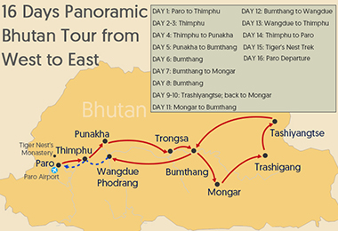 16 Days Panoramic Bhutan Tour from West to East