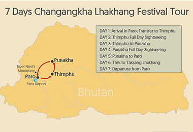 7 Days Changangkha Lhakhang Festival Tour Map