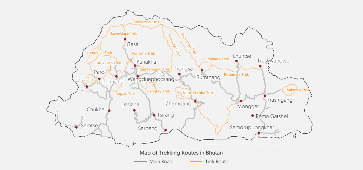 Bhutan Trekking Map