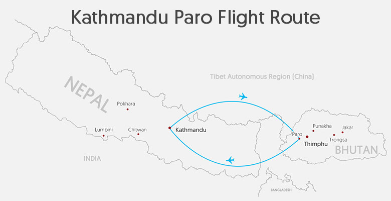 Kathmandu Paro Flight Route